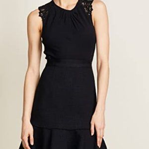 NWT Rebecca Taylor Slub Tweed & Lace Sleeveless Dress Black
